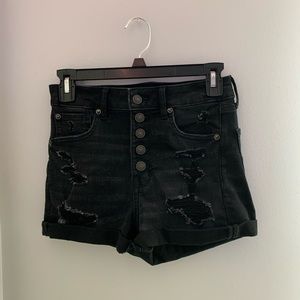 American Eagle Size 4 super hi rise black shorts